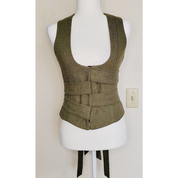 chulo pony Jackets & Blazers - Chulo Pony Women's Green Wool Tie Waist Vest. Size S